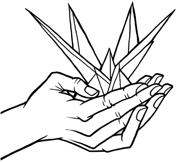 malvorlage-origami-figur-in-haenden