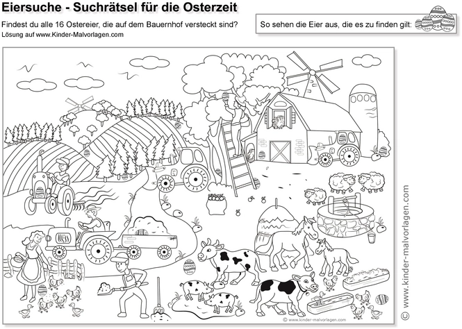 malvorlage-ostereier-suchen-bauernhof