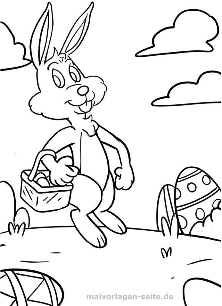 malvorlage-osterhase-bunte-eier-fruehling