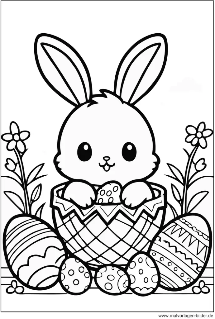 malvorlage-osterhase-im-korb-mit-eiern