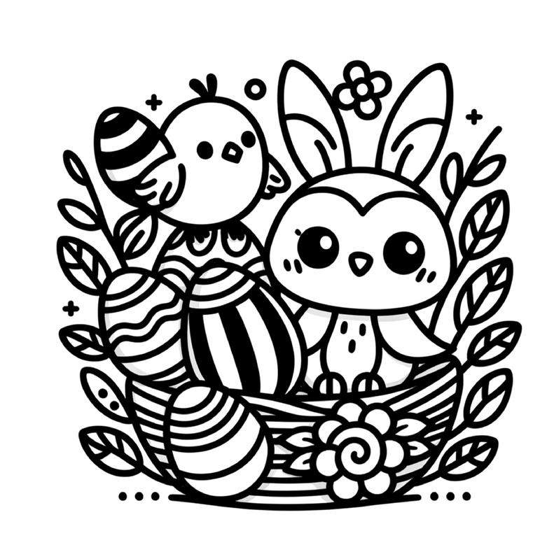 malvorlage-osterhase-vogel-buntes-nest