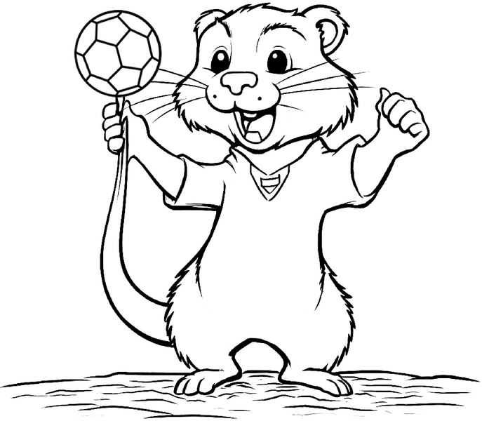 malvorlage-otter-mit-fussball-ausmalbild