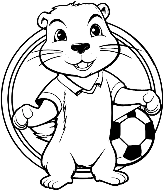 malvorlage-otter-mit-fussball