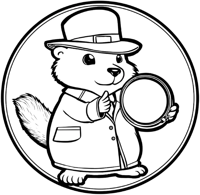 malvorlage-otter-mit-hut-und-spiegel