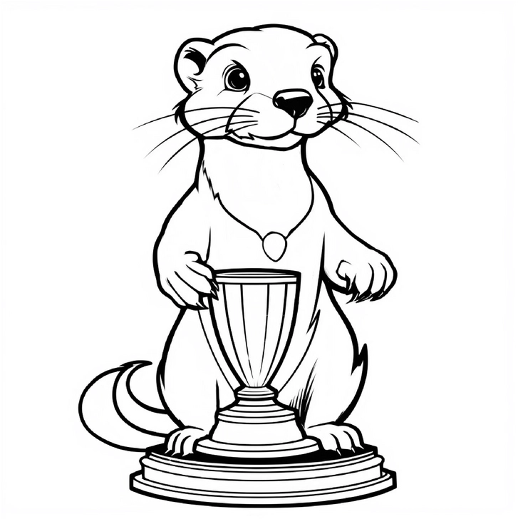 malvorlage-otter-mit-pokal