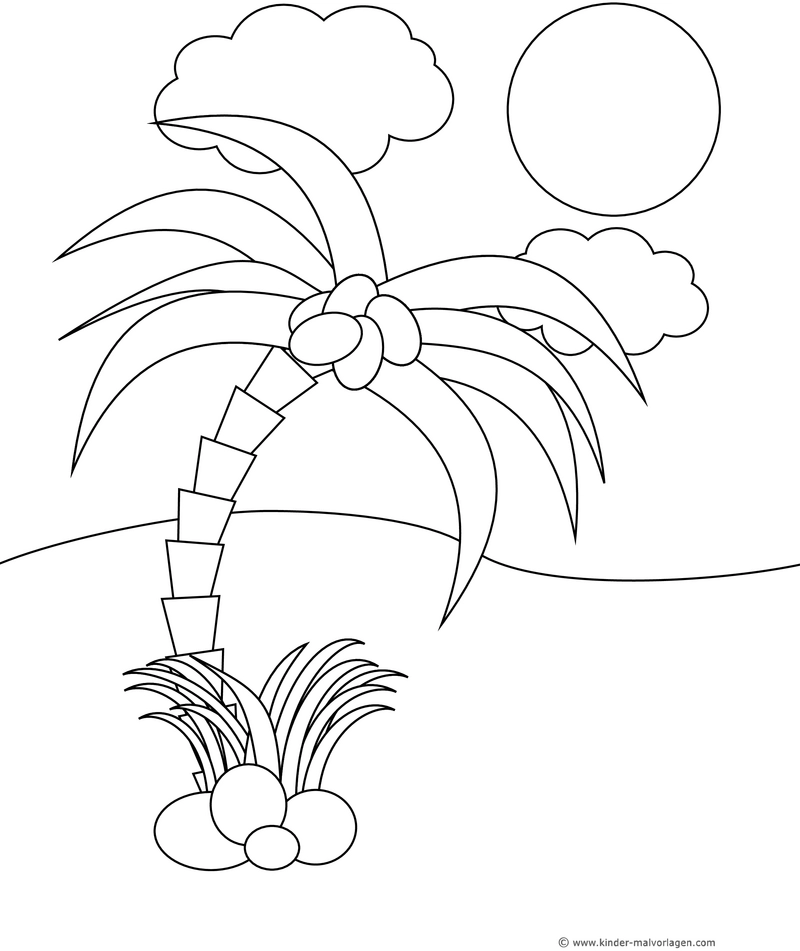 malvorlage-palme-mit-sonne-und-wolken