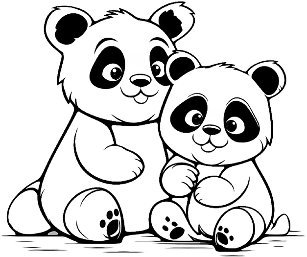 malvorlage-panda-elternteil-und-baby-zum-ausmalen