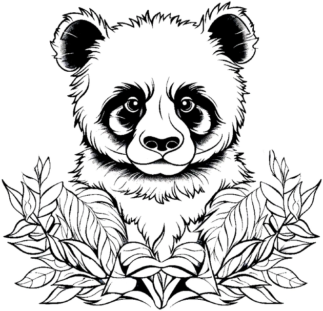 malvorlage-panda-und-pflanzen-umgebung