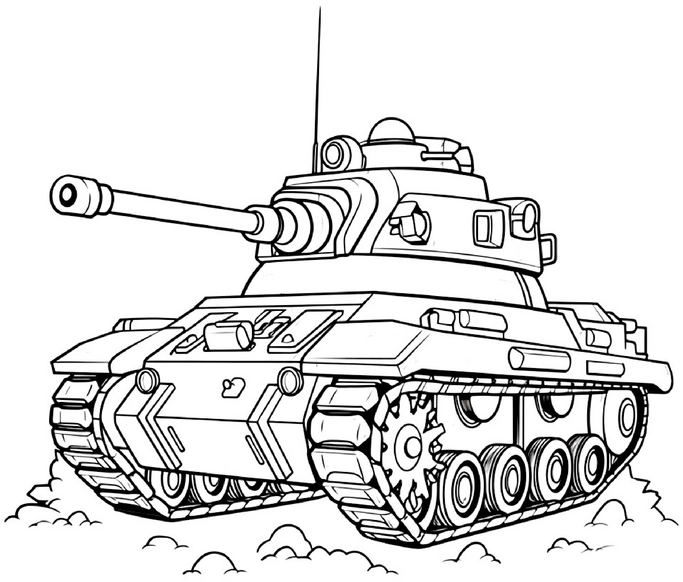 malvorlage-panzer-auf-unebenen-gelaende