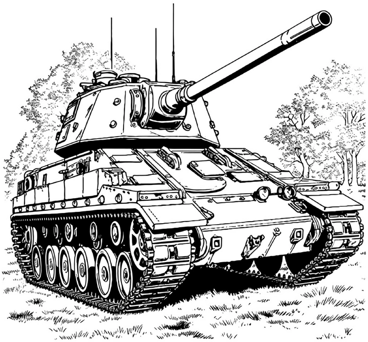 malvorlage-panzer-in-einer-landschaft-mit-interessanten-fakten