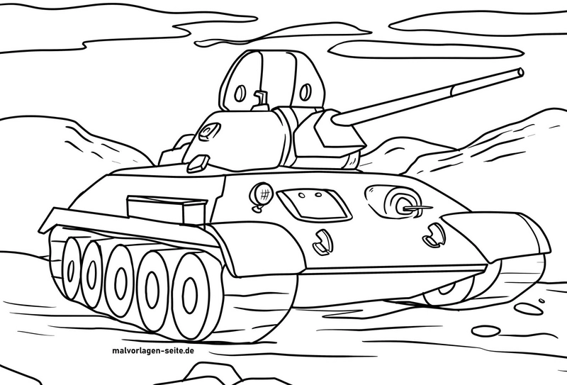 malvorlage-panzer-in-einer-landschaft