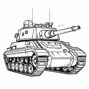 malvorlage-panzer-mit-grossem-geschuetz-und-kettenantrieb