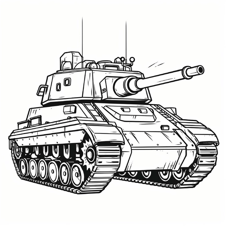 malvorlage-panzer-mit-grossem-geschuetz-und-kettenantrieb