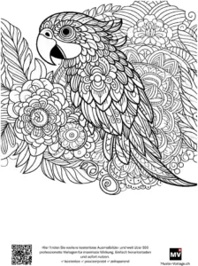 malvorlage-papagei-blumen