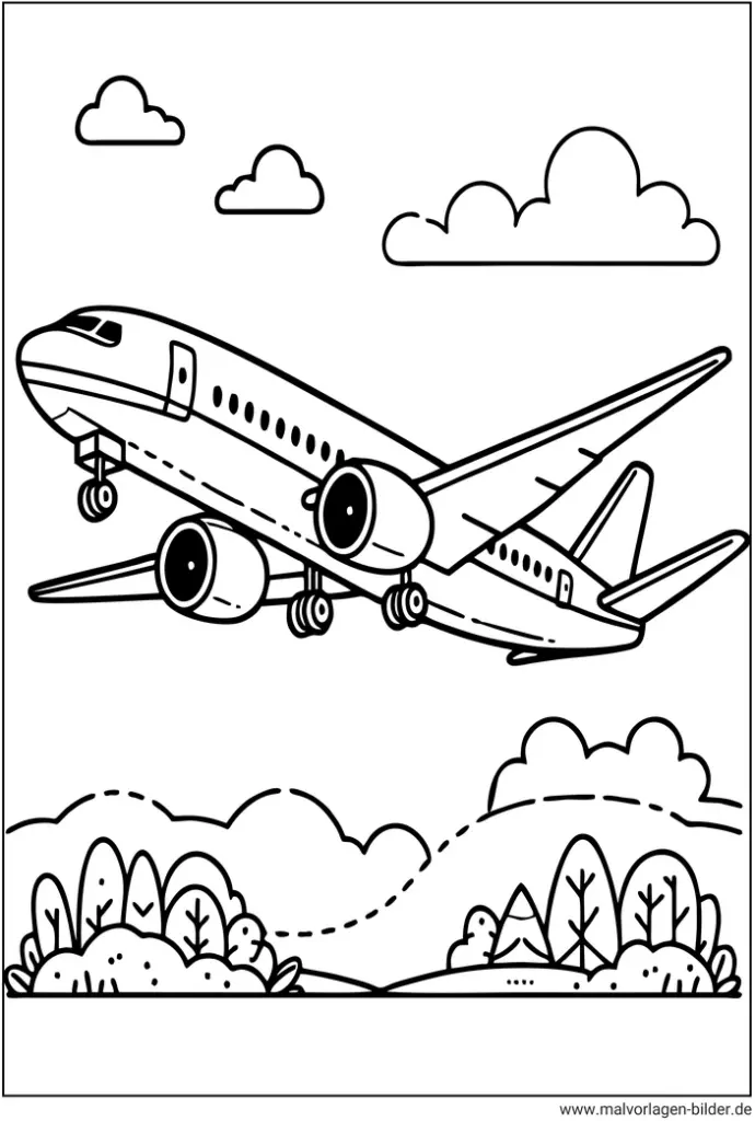 malvorlage-passagierflugzeug-zum-ausmalen