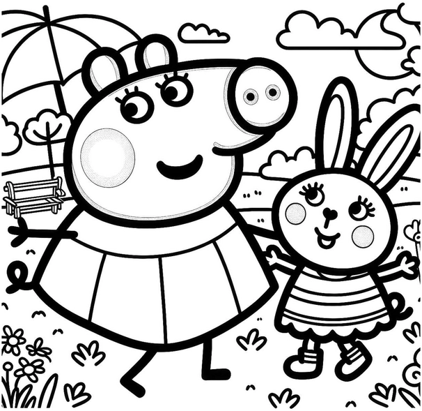 malvorlage-peppa-wutz-hase-im-freien
