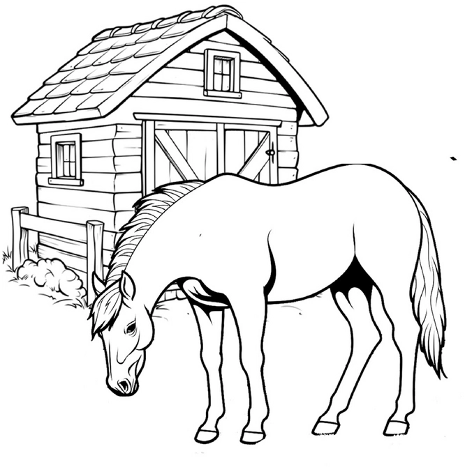 malvorlage-pferd-im-reitstall