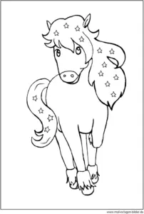 malvorlage-pferd-mit-maehne-und-sternen