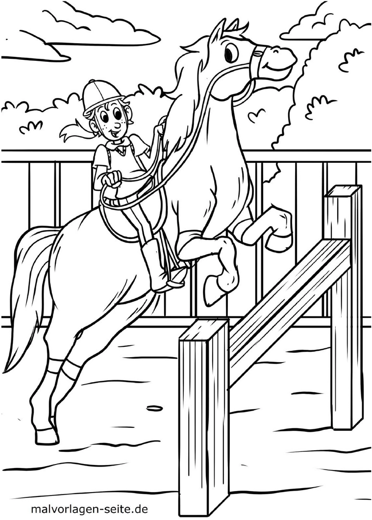 malvorlage-pferd-sprung-ausmalbild