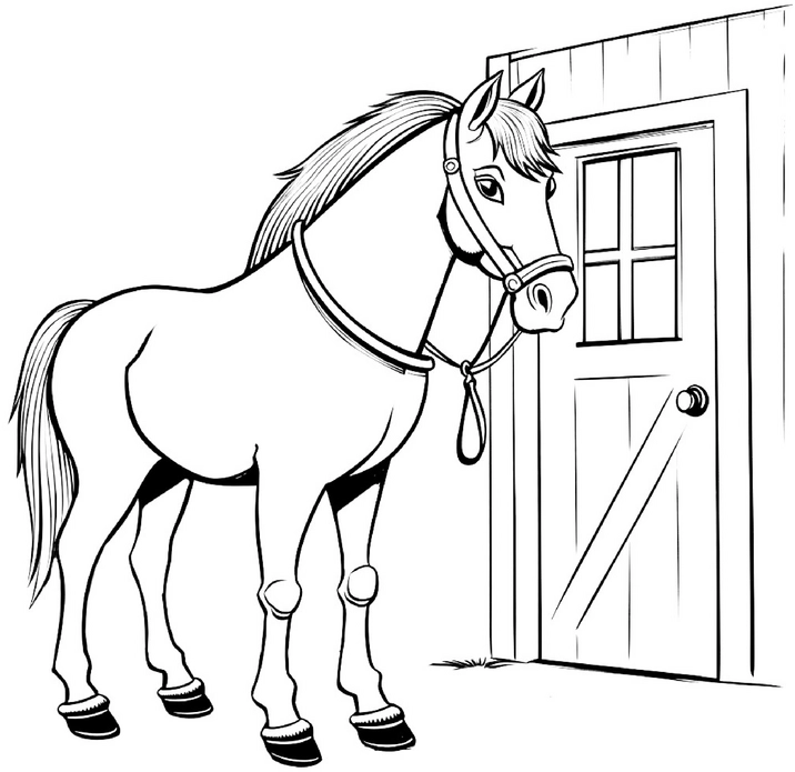 malvorlage-pferd-vor-stall