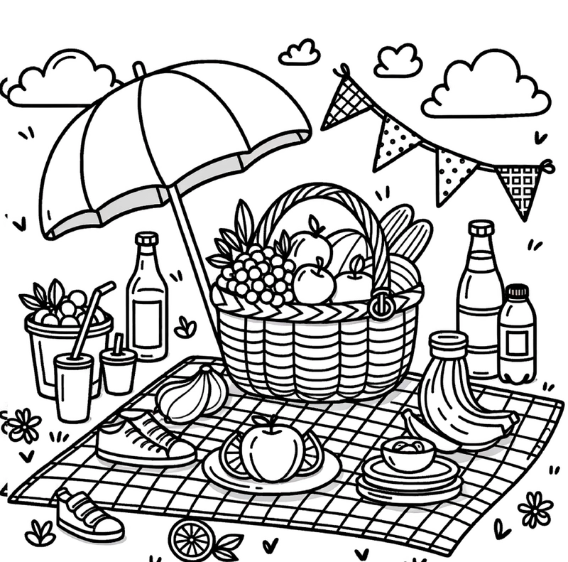 malvorlage-picknick-im-freien-ausmalen