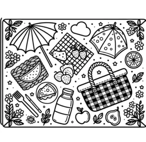 malvorlage-picknick-mit-obst-und-korb