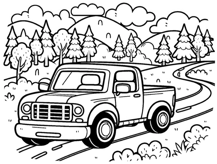 malvorlage-pickup-in-der-natur