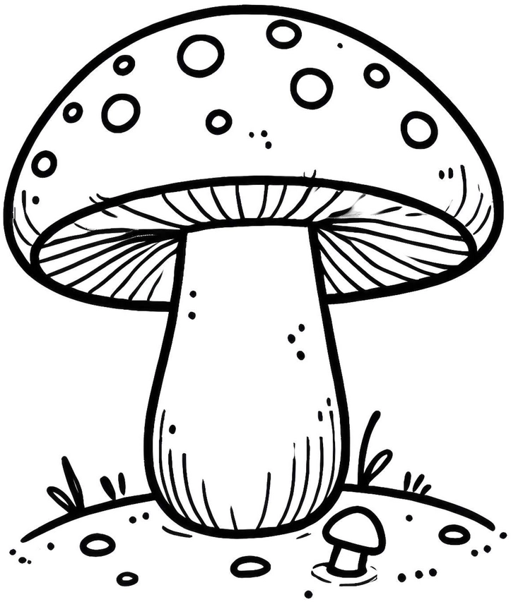 malvorlage-pilz-mit-punkten-und-pflanzen