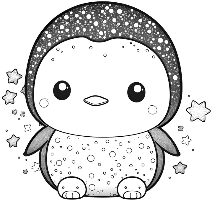 malvorlage-pinguin-mit-sternen