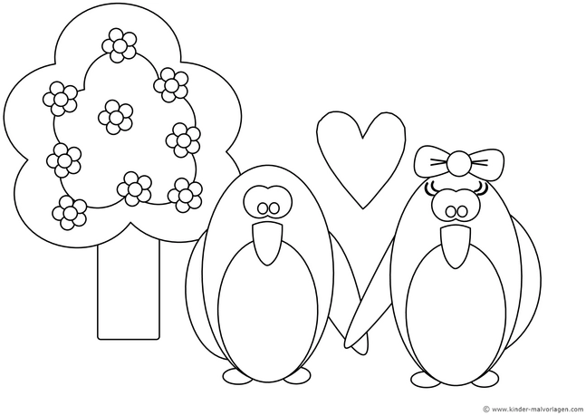 malvorlage-pinguine-im-herzen-unter-einem-baum