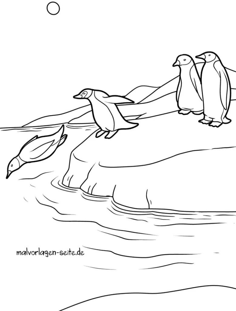 malvorlage-pinguine-im-wasser-ausmalen