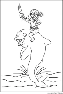 malvorlage-pirat-auf-delfin