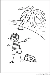 malvorlage-pirat-mit-schatzkiste