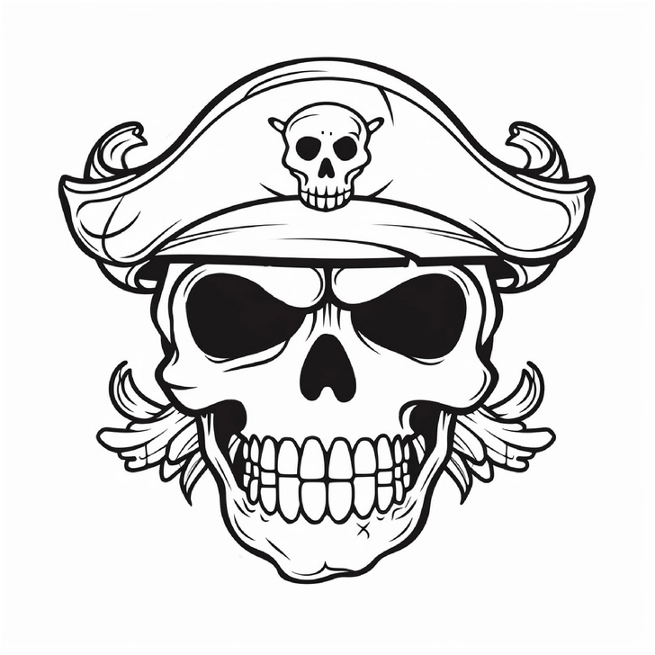 malvorlage-pirat-totenkopf-mit-hut