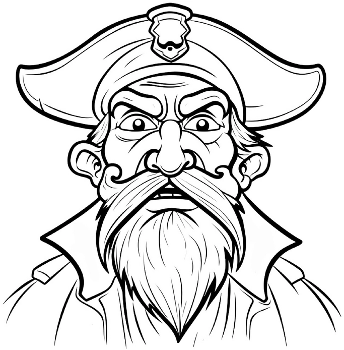 malvorlage-piratenkapitaen-mit-bart-und-hut