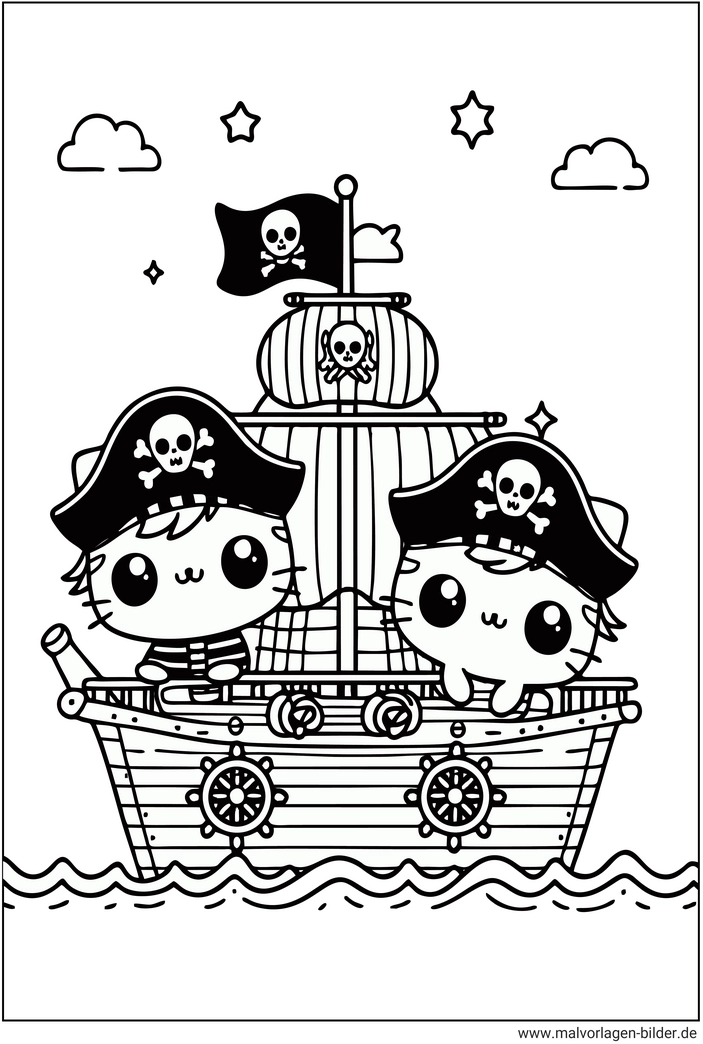 malvorlage-piratenkatzen-auf-einem-schiff