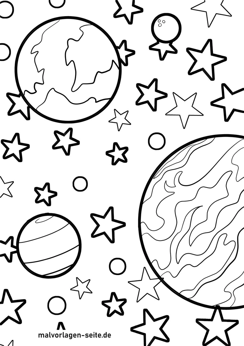 malvorlage-planeten-und-sternen-im-weltall