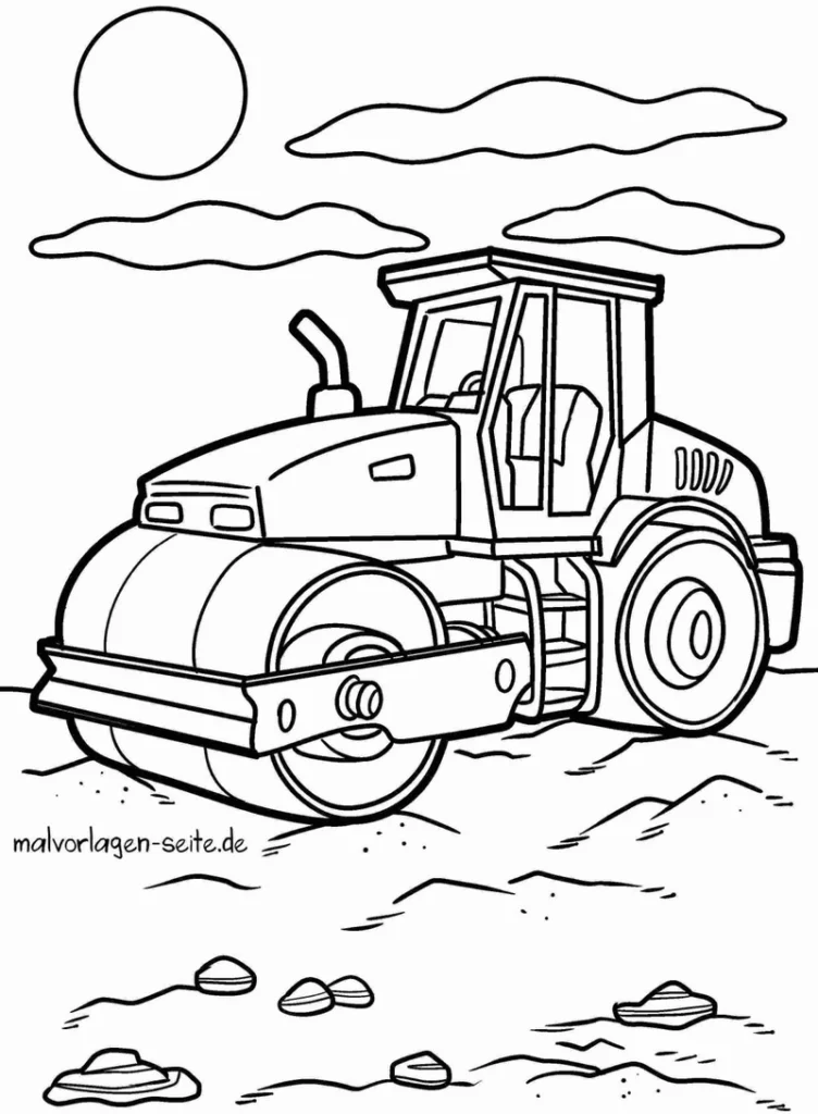 malvorlage-planierraupe-auf-baustelle