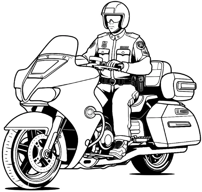 malvorlage-policeman-auf-motorrad