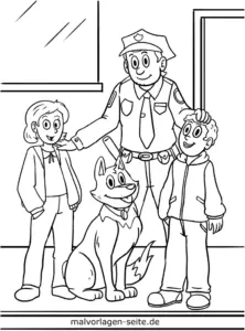 malvorlage-polizei-kind-hund