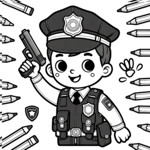 malvorlage-polizei-mit-buntstiften-und-kreativen-ausmalideen