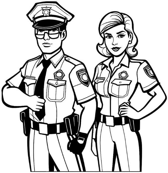 malvorlage-polizei-uniform-polizisten-zum-ausmalen