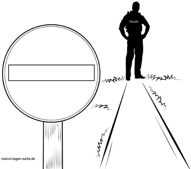 malvorlage-polizei-verkehrsschild-und-polizist