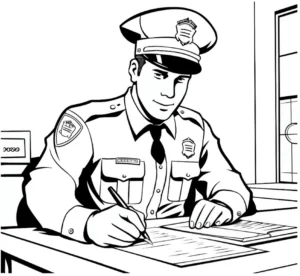 malvorlage-polizist-bei-notizen-in-der-polizeistation