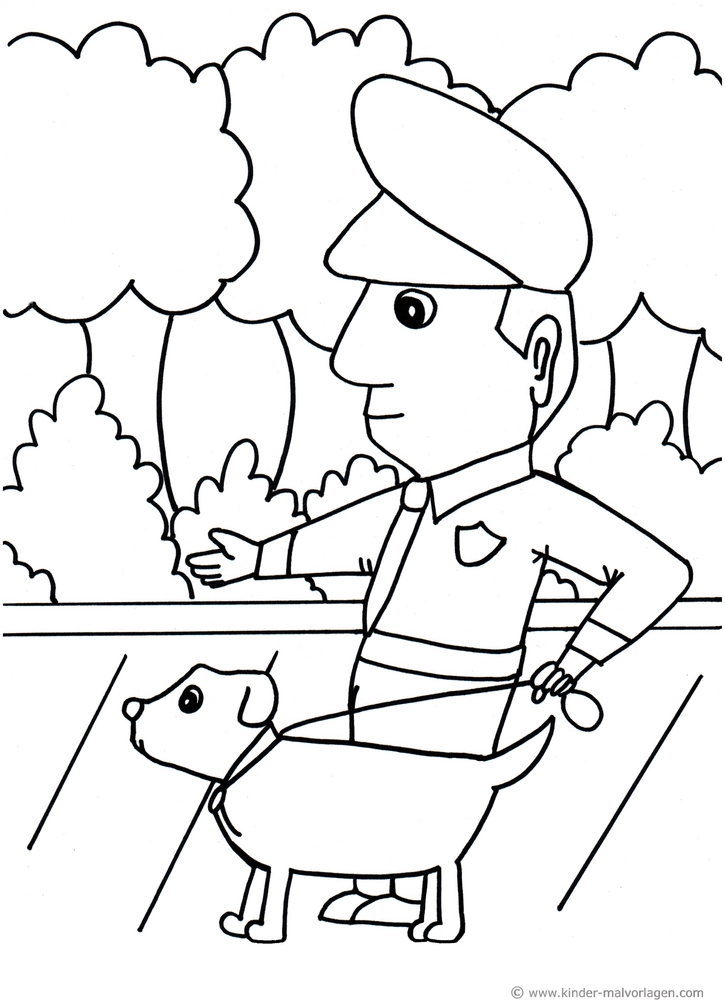 malvorlage-polizist-mit-hund-in-der-natur