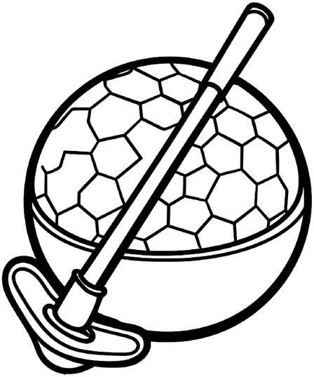 malvorlage-polo-ball-mit-schlaeger