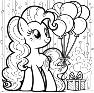 malvorlage-pony-ballons-geburtstag