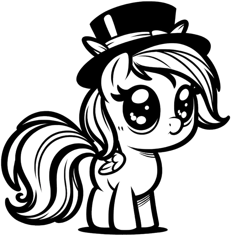 malvorlage-ponys-im-zylinder-hut