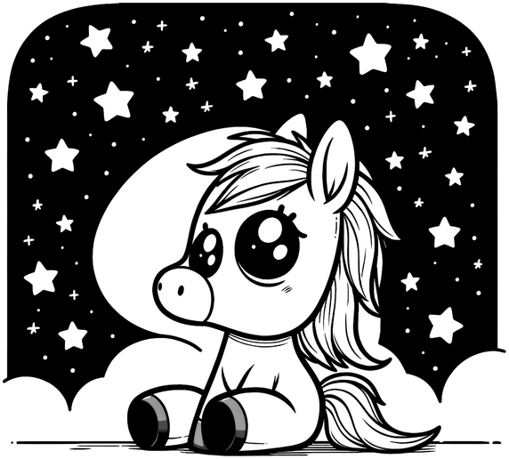 malvorlage-ponys-unter-sternenhimmel