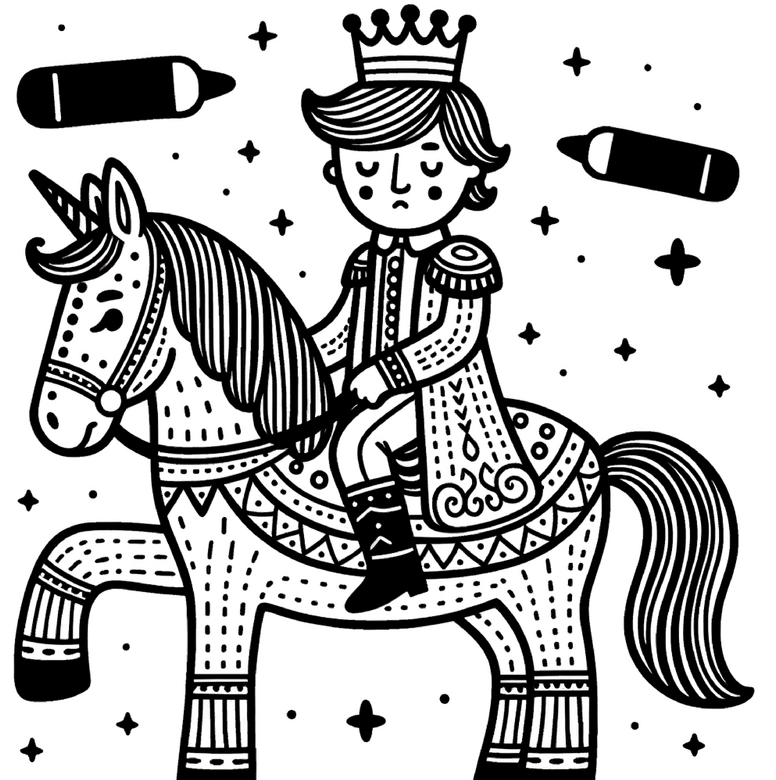 malvorlage-prinz-auf-einhorn-fantasiewelt
